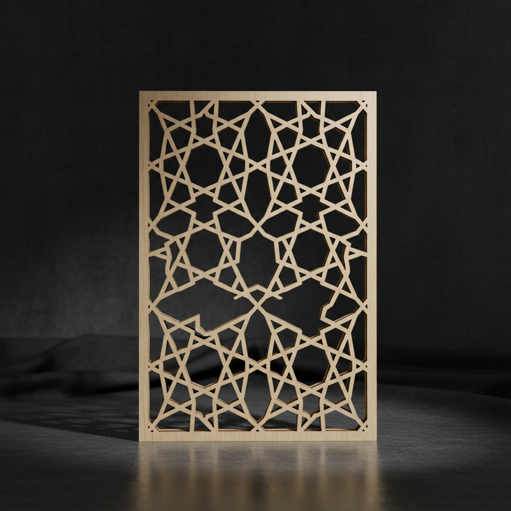 Celosía decorativa nazarí Murabba 20x20 cm en madera corte láser