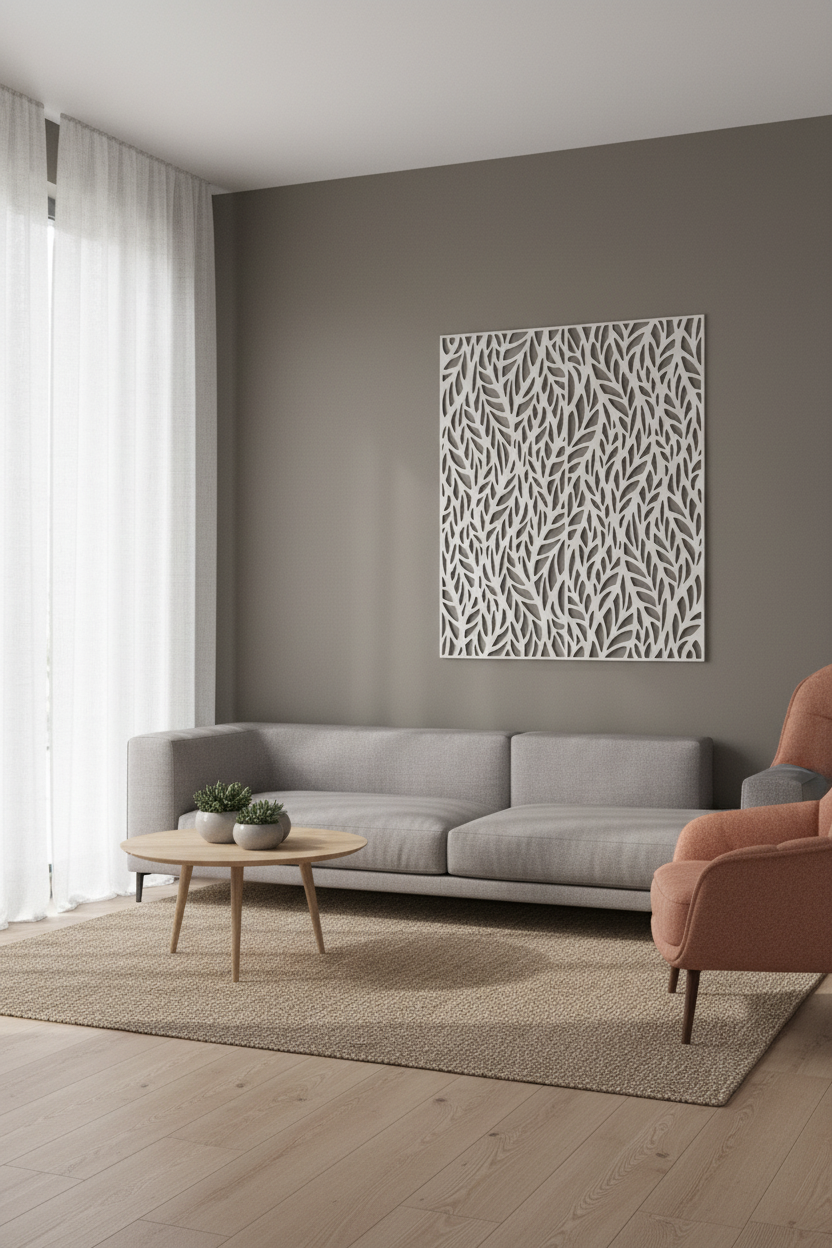 Panel en salón contemporáneo gris