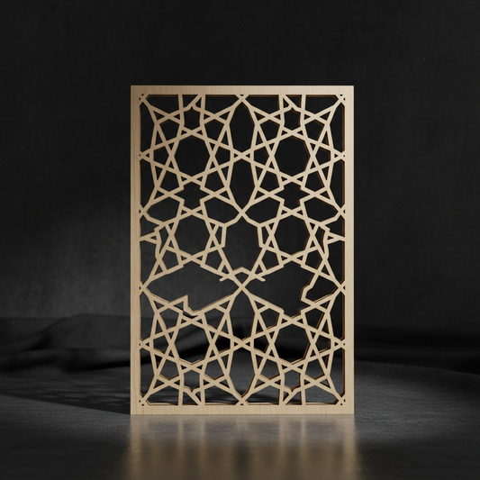Celosía decorativa nazarí Murabba 20x20 cm en madera corte láser