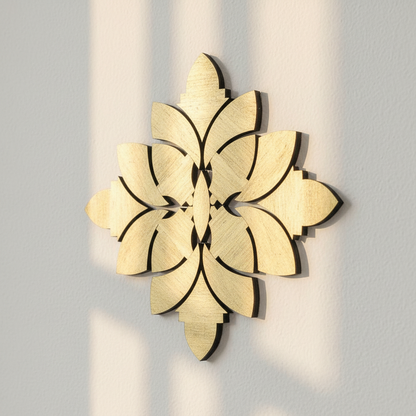 Pack Lotus de 10 piezas de hoja de loto doradas formando mosaico decorativo en pared blanca