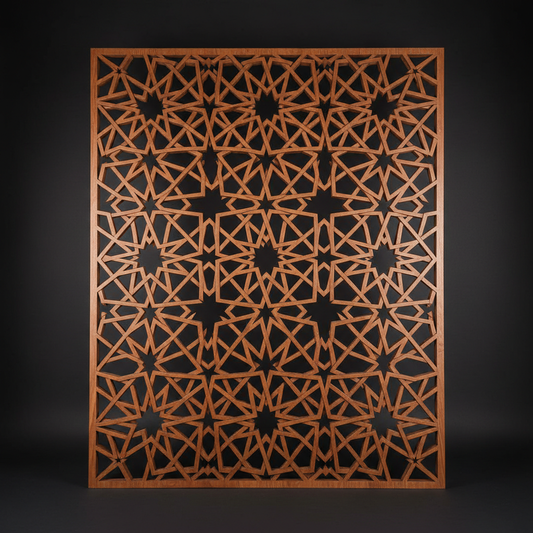 Panel decorativo palacio nazarí gigante 245x175 cm madera cerezo corte láser
