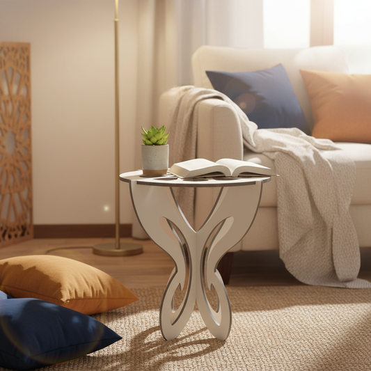 Mesita mini Colección Alcazaba madera diseño árabe en rincón decorativo hogar