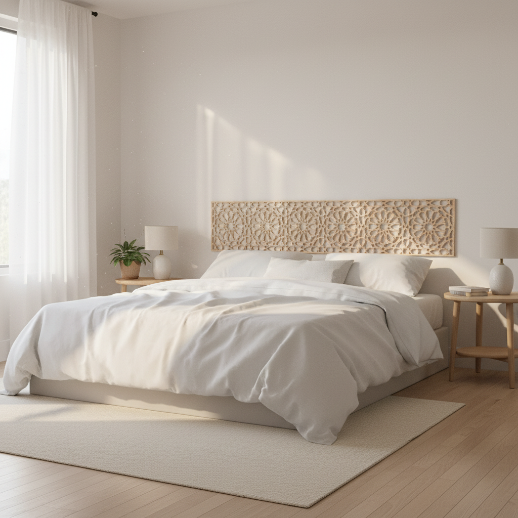 Panel árabe madera natural - dormitorio